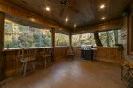 Main Level Deck with Gas Grill, Rustic Picnic Table & Barstools overlooking Chattahoochee